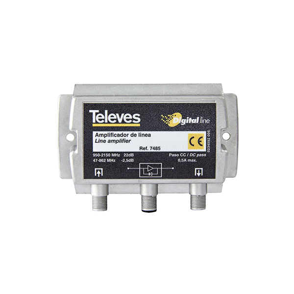 Amplificador Línea SAT 22dB c/paso terrestre (hasta finalizar existencias)