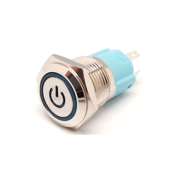 Interruptor Luminoso Antivandálico M16 Led Azul 12V