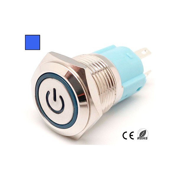Interruptor Luminoso Antivandálico M16 Led Azul 220V
