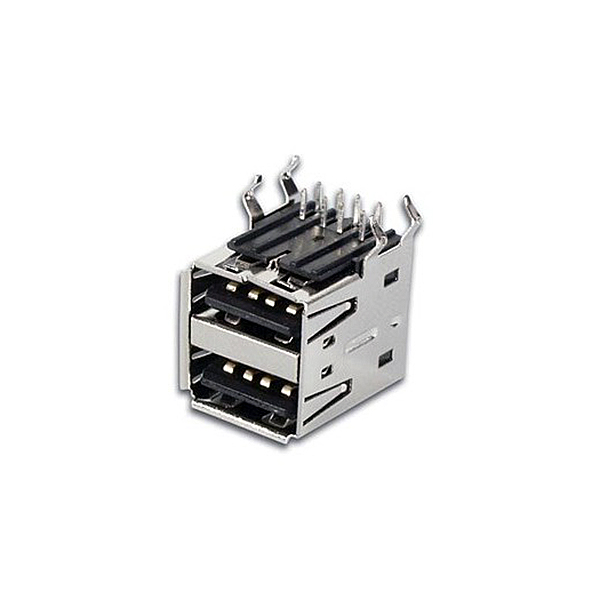 Hembra USB TIPO A DOBLE PCB ACODADO