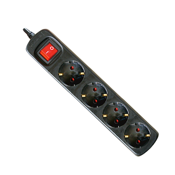 BASE 4 TOMAS C/INTERRUPTOR CABLE 1,5M NEGRA