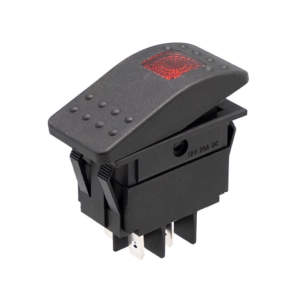 Interruptor para automóvil/embarcación 12V 20A, Rojo
