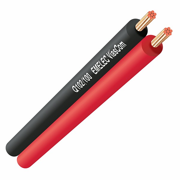 Q102-100 Cable de altavoz Rojo-Negro 2x1,00mm2 Cu (100mts)