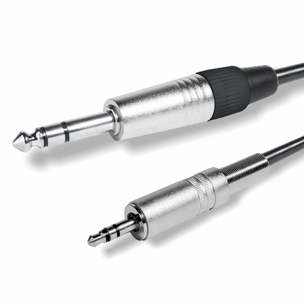 Cable de Sonido Profesional JACK6,3St - JACK3,5St 2mt Ni