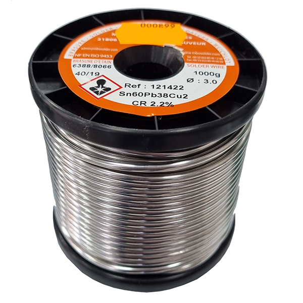 Hilo de estaño 3mm 1Kg Sn60Pb38Cu2 c/flux CR2