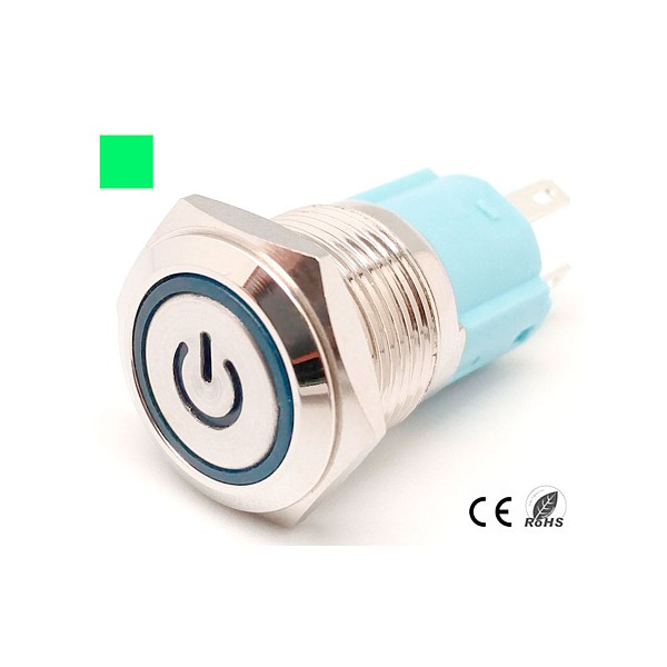 Interruptor Luminoso Antivandálico M16 Led Verde 220V