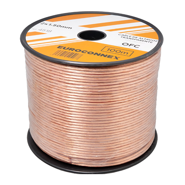 Cable de altavoz transparente 2x1,50mm2 Cu OFC (100mts)