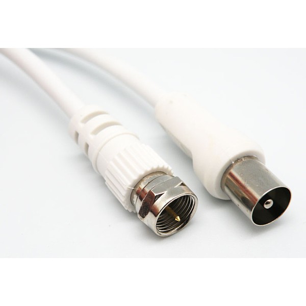 Cable de Antena TV Macho - F Macho 1,5mt Blanco