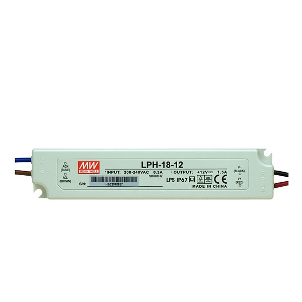 FUENTE IP67 12VDC 1,5A LPH-18-12 MEANWELL