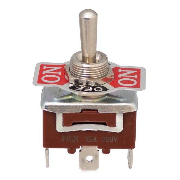 Conmutador 1C 3P On-Off-(On) M12Ø 15A/250V 1 retorno 0 Faston