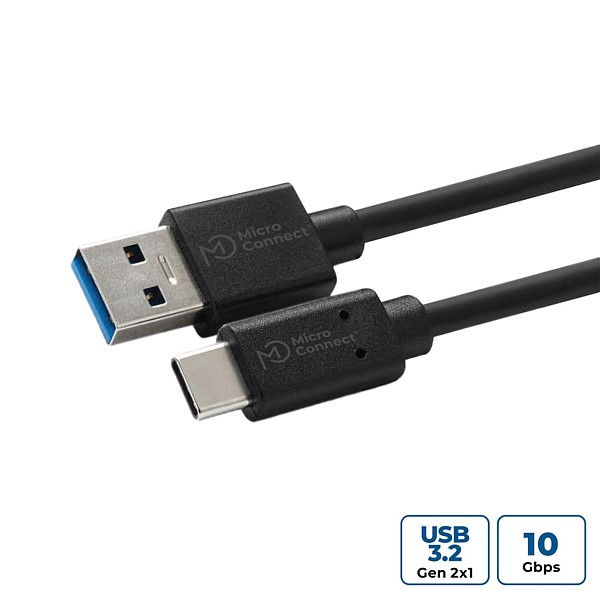 CABLE USB A 3.0 / USB C 3.1 1mt negro