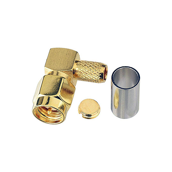 Conector RP/SMA Macho RG58/RG223/LMR195 Crimpar Acodado