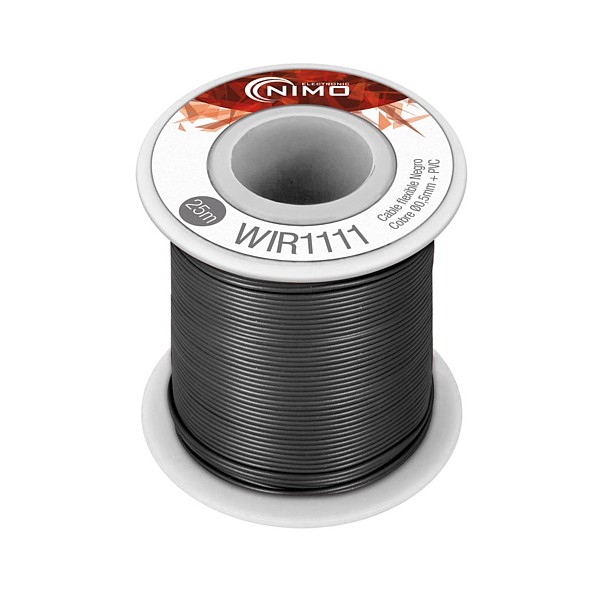 Carrete hilo flexible 0,20mm2 25mts Negro