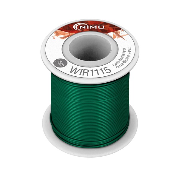 Carrete hilo flexible 0,20mm2 25mts Verde