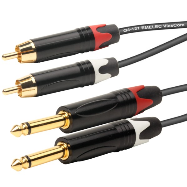 EK612501S Cable de Sonido Profesional 2 JACK6,3Mo M - 2 RCA M 1mt