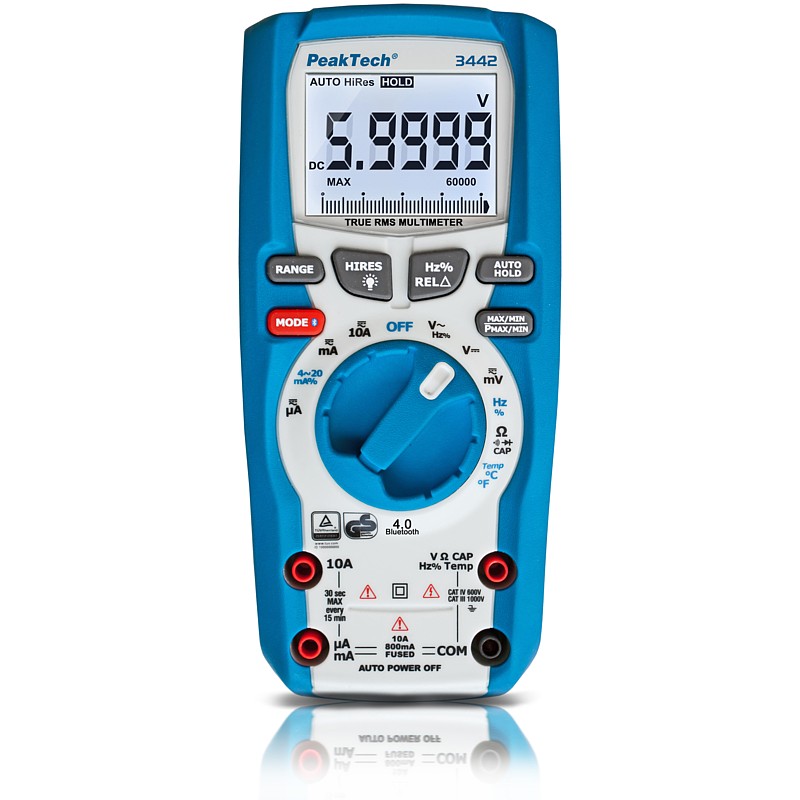 PeakTech® P 3442 Multímetro Digital TrueRMS ~ 60.000 Counts ~ 1000V AC/DC, Bluetooth