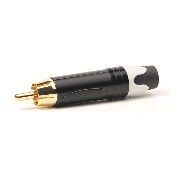 EK9025/BW Conector RCA Macho Dorado aro Blanco