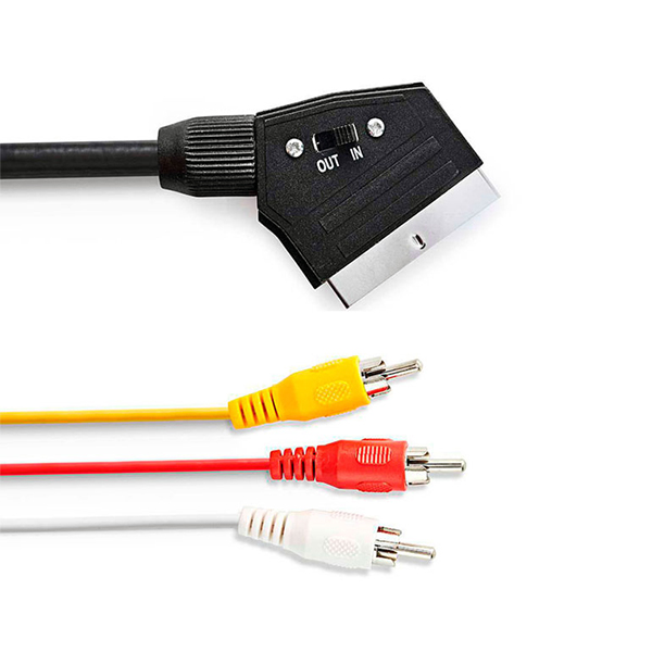 CONEXION SCART/3xRCA 1,5mt selector IN-OUT