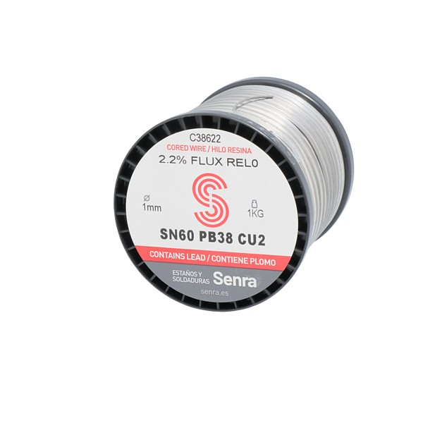 Hilo de estaño 1mm 1Kg Sn60Pb38Cu2 flux 2,2% Senra