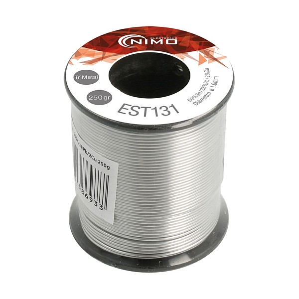 Hilo de estaño 1mm 250gr Trimetal Sn60Pb38Cu2 flux 2,2%