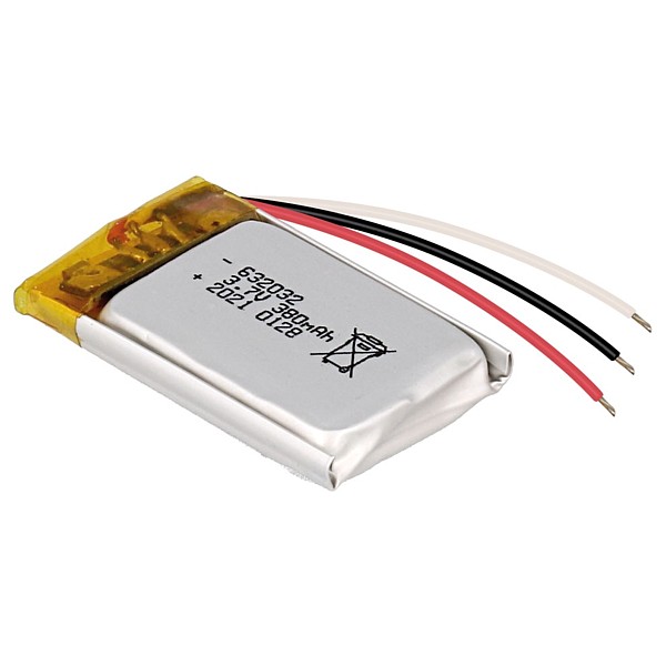 Batería Li-Polímero 3,7V 380mAH 20,0X30,0x5,0mm
