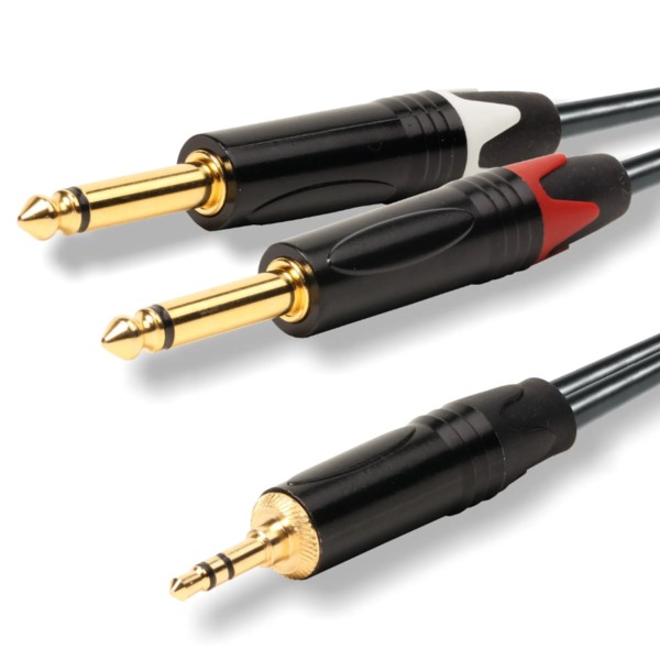 EK620805S Cable de Sonido Profesional JACK3,5St M - 2 JACK6,3Mo M 5mt