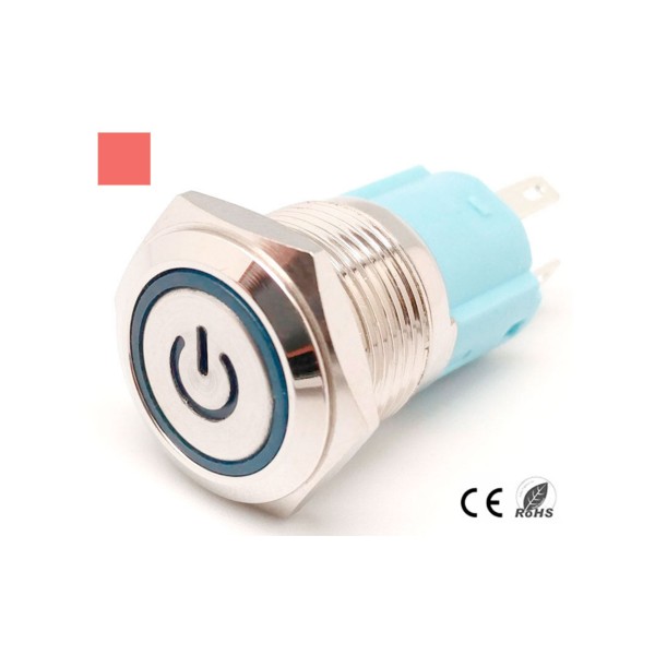 Interruptor Luminoso Antivandálico M16 Led Azul 24V
