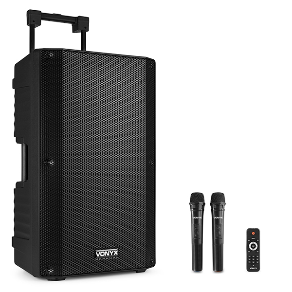 VSA700 Altavoz activo portátil 15" BT/mp3 con 2 micros UHF