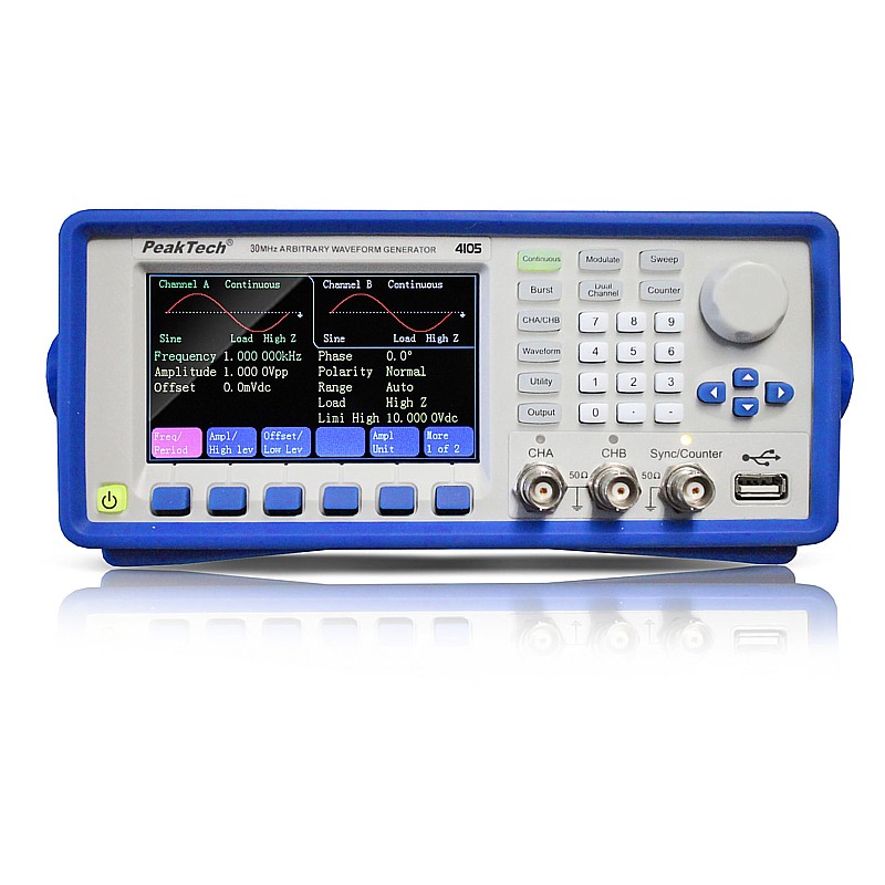PeakTech® P 4105 Generador Arbitrario de Funciones, 2 Ch 1µHz-30MHz