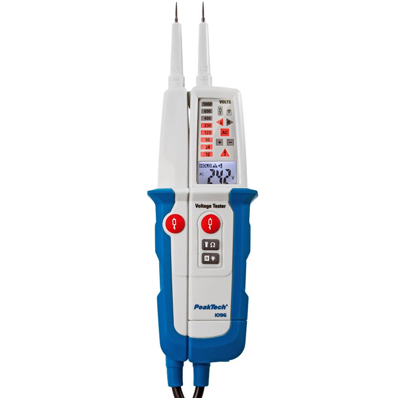 PeakTech® P 1096 Medidor de Voltaje AC/DC, test RCD, display dual