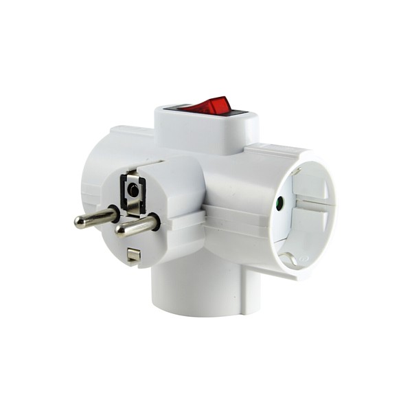 Adaptador Triple Schuko 16A/250V 3680W C/interruptor