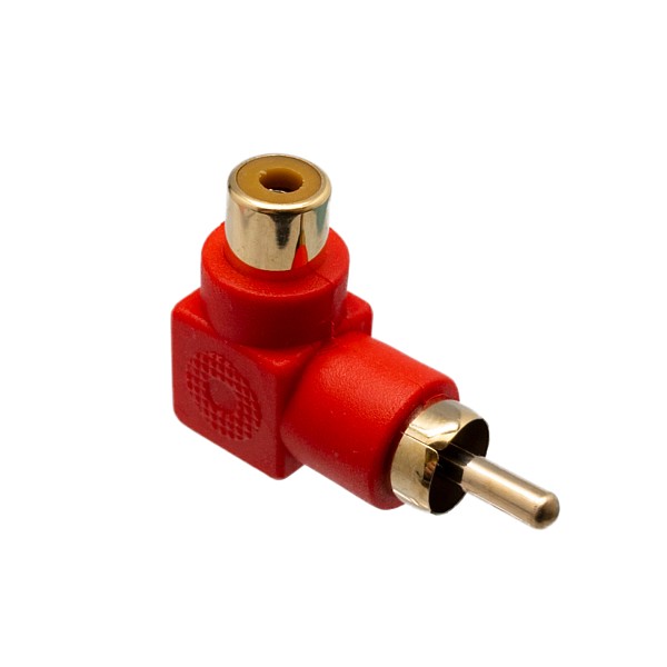 Adaptador RCA Macho/Hembra Acodado Rojo