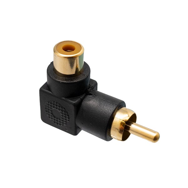 Adaptador RCA Macho/Hembra Acodado Negro