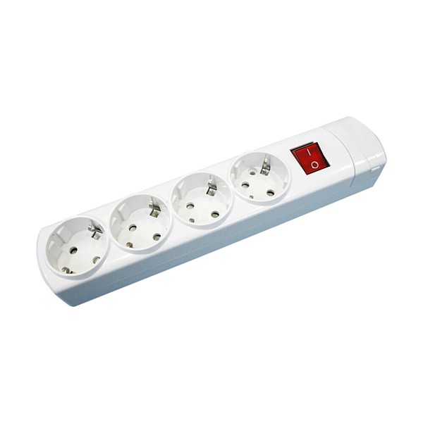 Base múltiple de 4 tomas sin cable + Interruptor