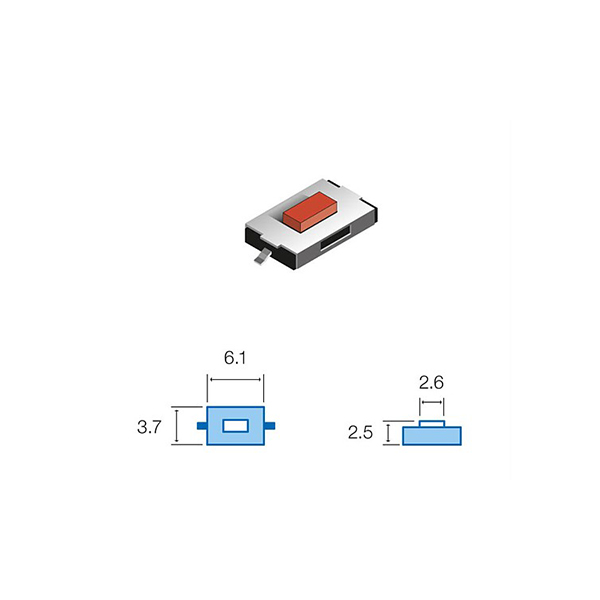 Pulsador de tacto SMD 3,7mm x 6,1mm x 2,5mm