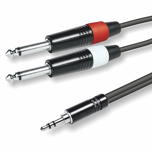 Cable de Sonido Profesional JACK3,5St M - 2 JACK6,3Mo M 3mt