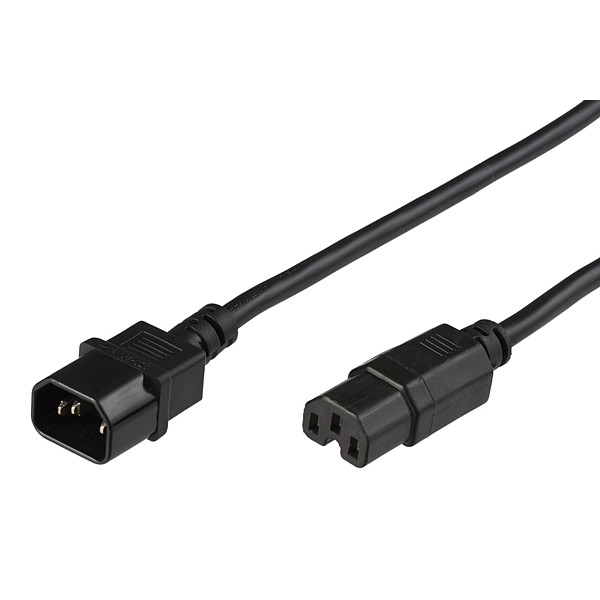 Cable alimentación C14 a C15 negro 1mts 