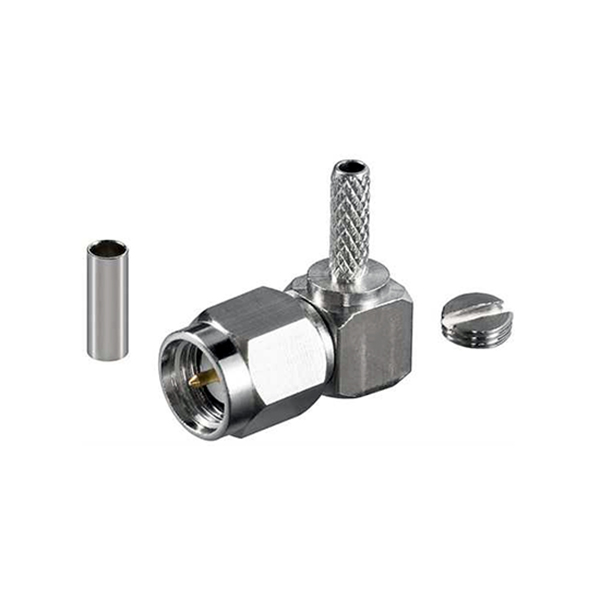 Conector SMA Macho RG174 Crimpar Acodado