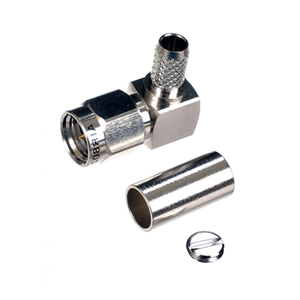 Conector SMA Macho RG58 Crimpar Acodado