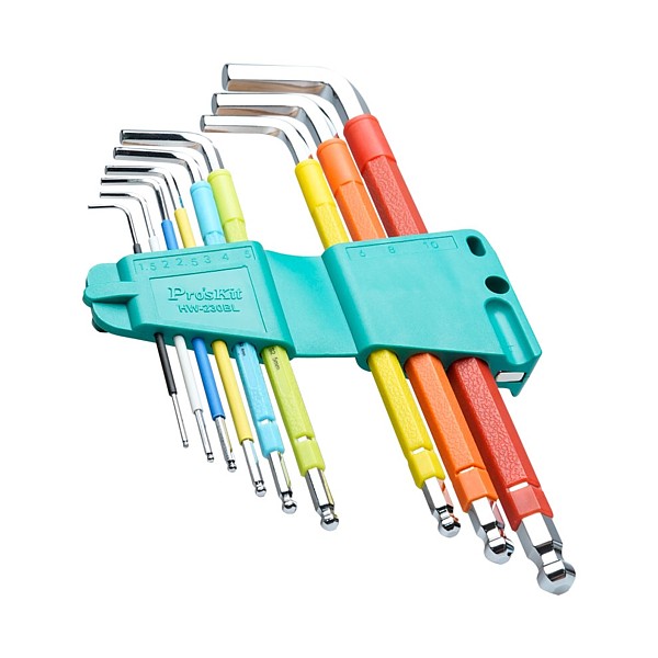 HW-230BL Juego llaves Allen colores con magnetizador