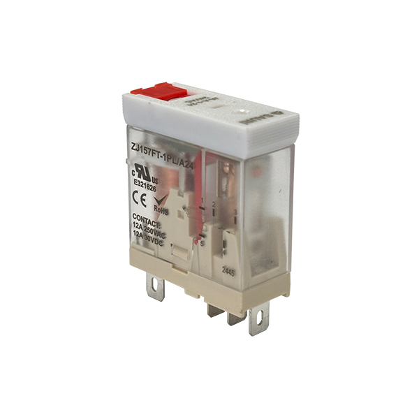 JA-A-1-24 Relé 24Vac 1CC 12A F4,8 led+test