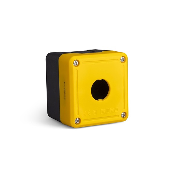 P1EBOS Caja plástica 1 elemento pulsateria 22mm Amarilla-Negra