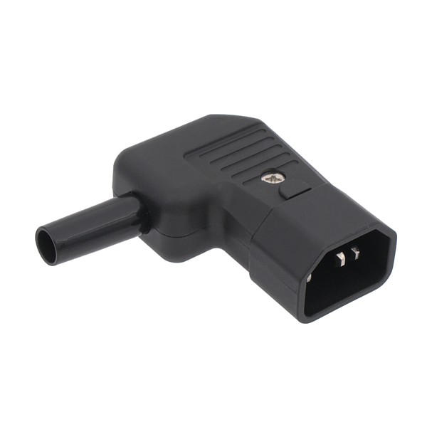 Conector IEC320 C14 Macho Acodado Lateral derecha