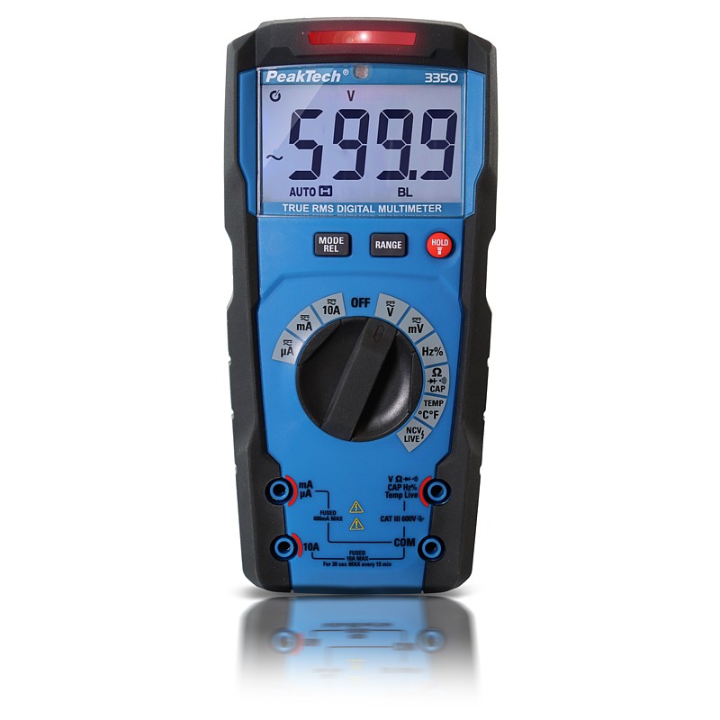 PeakTech® 3350 Multímetro digital TrueRMS ~ Auto. Range ~ 6000 Counts ~ 600 V / 10 A AC/DC