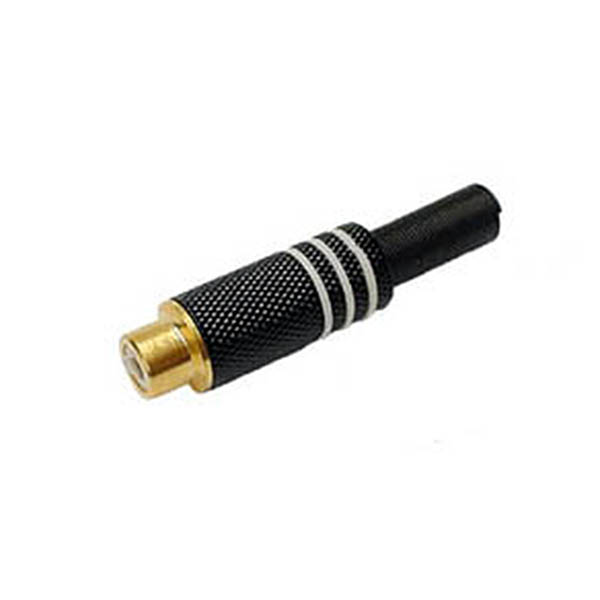 Conector RCA Hembra Metalico Negro/Aro Blanco