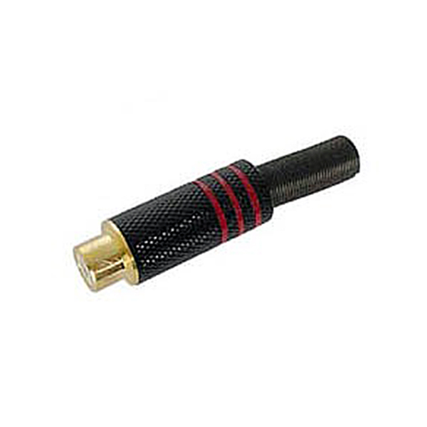 Conector RCA Hembra Metalico Negro/Aro Rojo