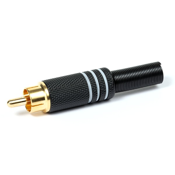 Conector RCA Macho Metalico Aro Blanco Ø 6,0 mm