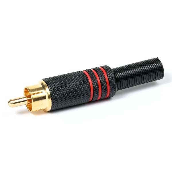 Conector RCA Macho Metalico Aro Rojo Ø 6,0 mm