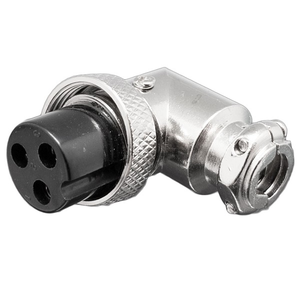 Conector GX16 3Pin Hembra Aereo Acodado