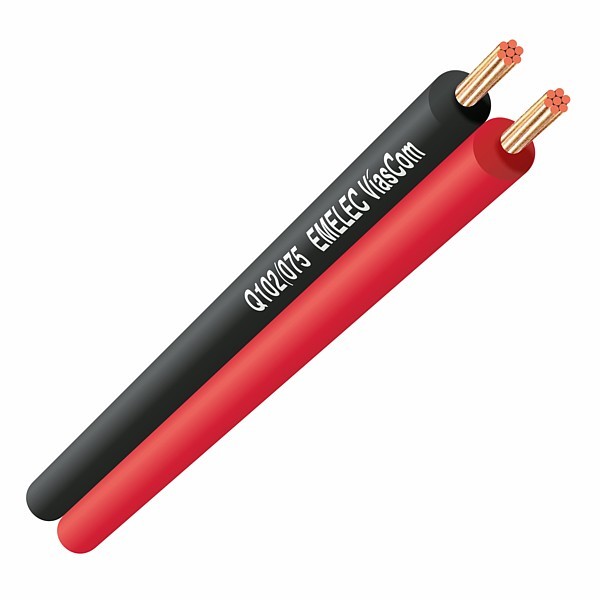 Q102-075-500 Cable de altavoz Rojo-Negro 2x0,75mm2 Cu (500mts)